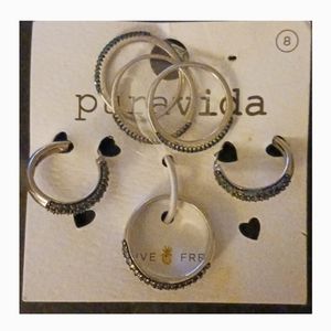6pc sapphire rings & stud earring set